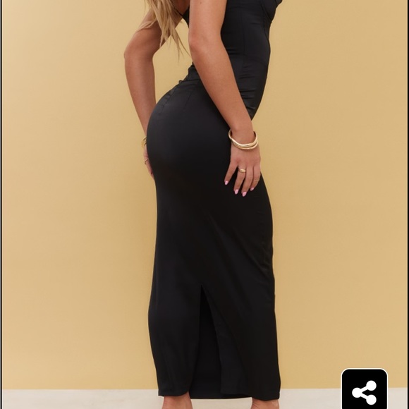 BLACK SILK DRESS PRETTY LITTLE THING - Picture 4 of 5